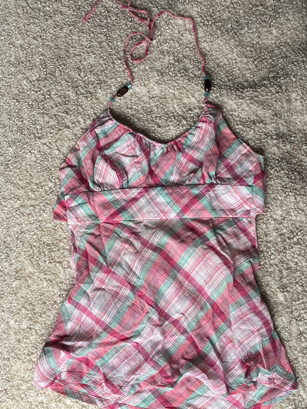 Pink Plaid Halter Guess jeans top